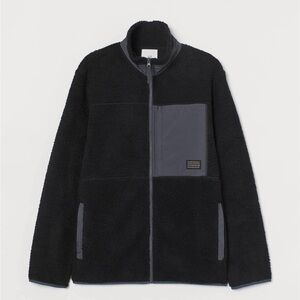 Title: H&M L.O.G.G. Black Sherpa Fleece Zip-Up Jacket - Size S